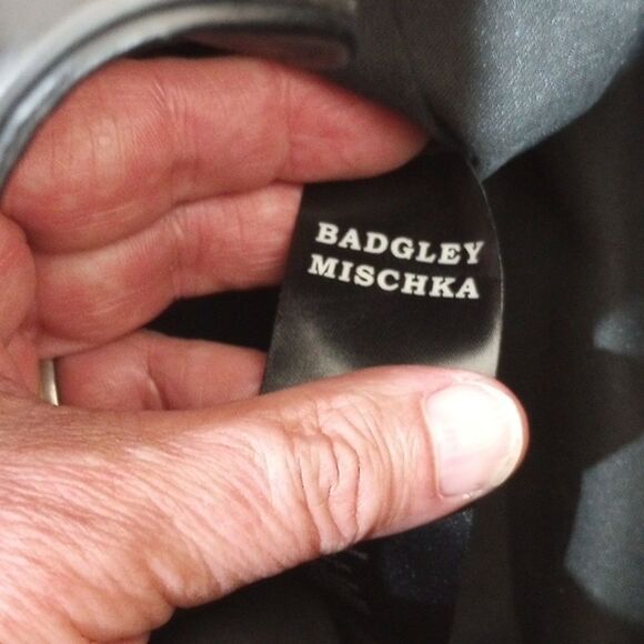 Badgley Mischka Vegan Black with Snake Trim Purse - No Cross Body Strap - Picture 15 of 16